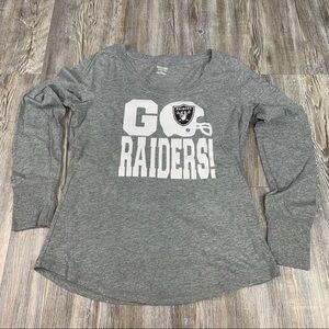 Raiders Gray Graphic Long Sleeve Tee Size Medium
